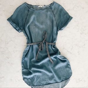 Denim T-shirt Dress with Tie Waist